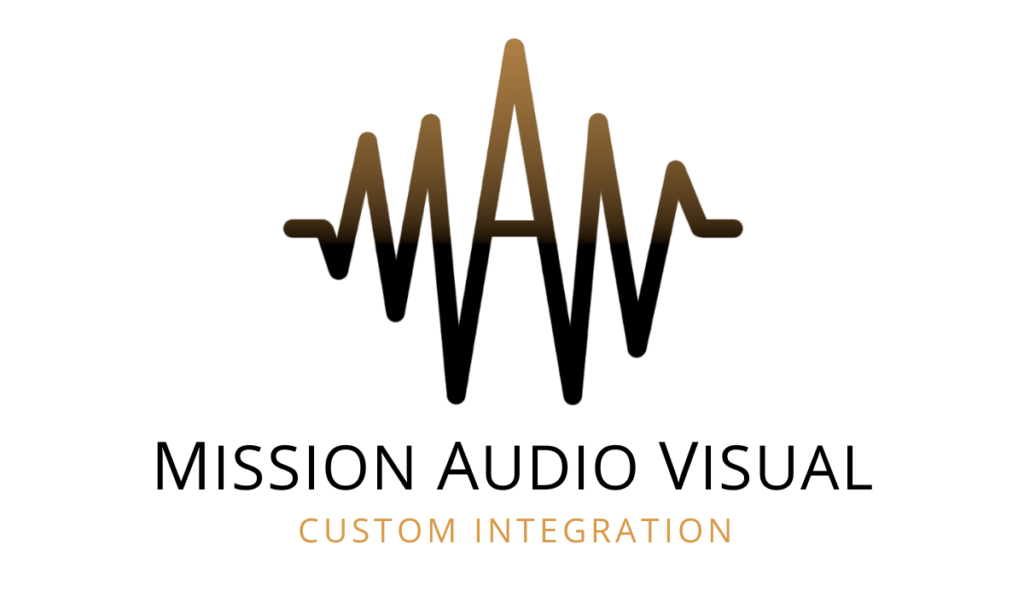 Mission Audio Visual Kelowna Business Logo; Providing Custom Audio Video Installations, Smart Home Automation, Custom Home Theatre and Residential Security with Text That Reads Mission Audio Visual Custom Integration