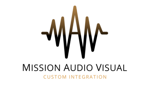 Mission Audio Visual Kelowna Business Logo; Providing Custom Audio Video Installations, Smart Home Automation, Custom Home Theatre and Residential Security with Text That Reads Mission Audio Visual Custom Integration